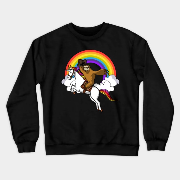 Sloth Riding Unicorn Crewneck Sweatshirt by underheaven